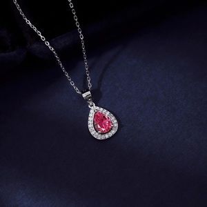 925 sterling silver necklace, burgundy/red stone